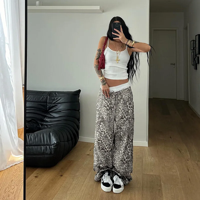 American Street Fashion Waist Tight Laced Pants Hot Girl Slimming Loose Casual Dance Pants for Women