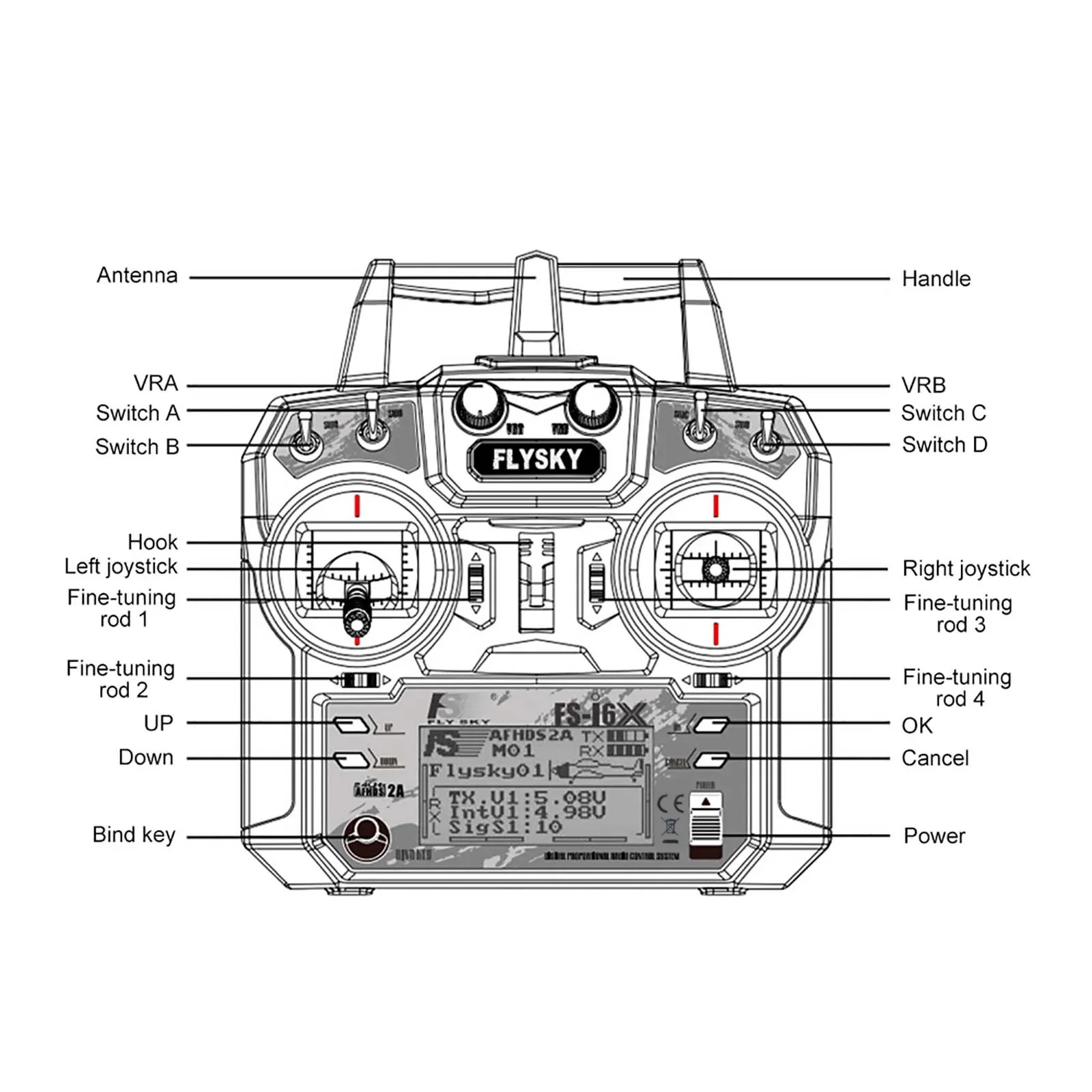 FS-i6X  RC Transmitter With   iA10B iA6 Receiver for RC  Plane Helicopter Quadcopter  Drone