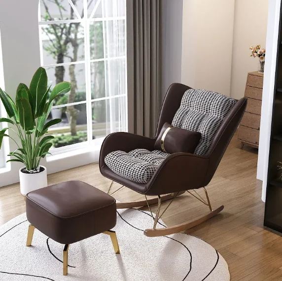 Modern luxury sofa set furniture living room lazy recliner chair nordic rocking chair recliner rocker sofa single rocking chair