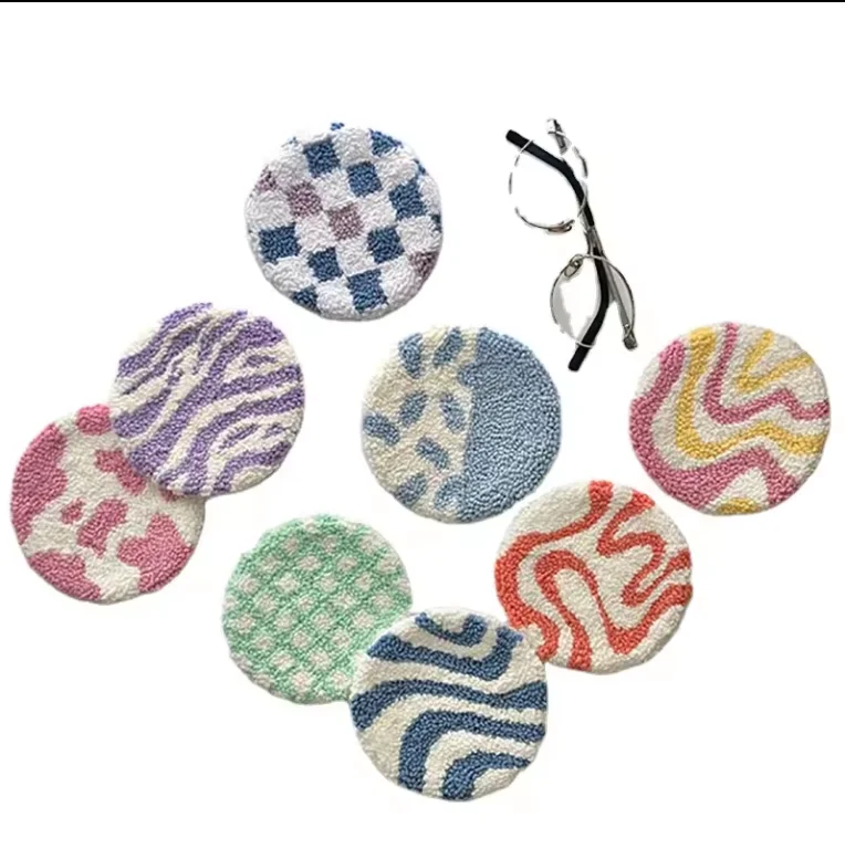 Punch Needle Custom Art Dining Cute Fabric Coffee Tea Coaster Car Drink Rug Mug  poun coasters