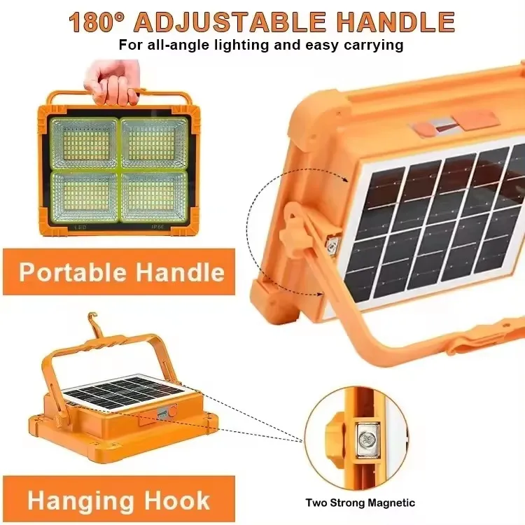 Led Flood Light 50w 100w 15w 200w 300w 400w Solar Panel Smart Outdoor Lights Lens LED Solar Flood Light Portable