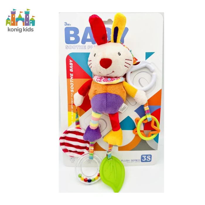Konig Kids Rabbit Classic Teether Pendant Hanging Toys Babies Sensory Rattles Plush New Born Toys