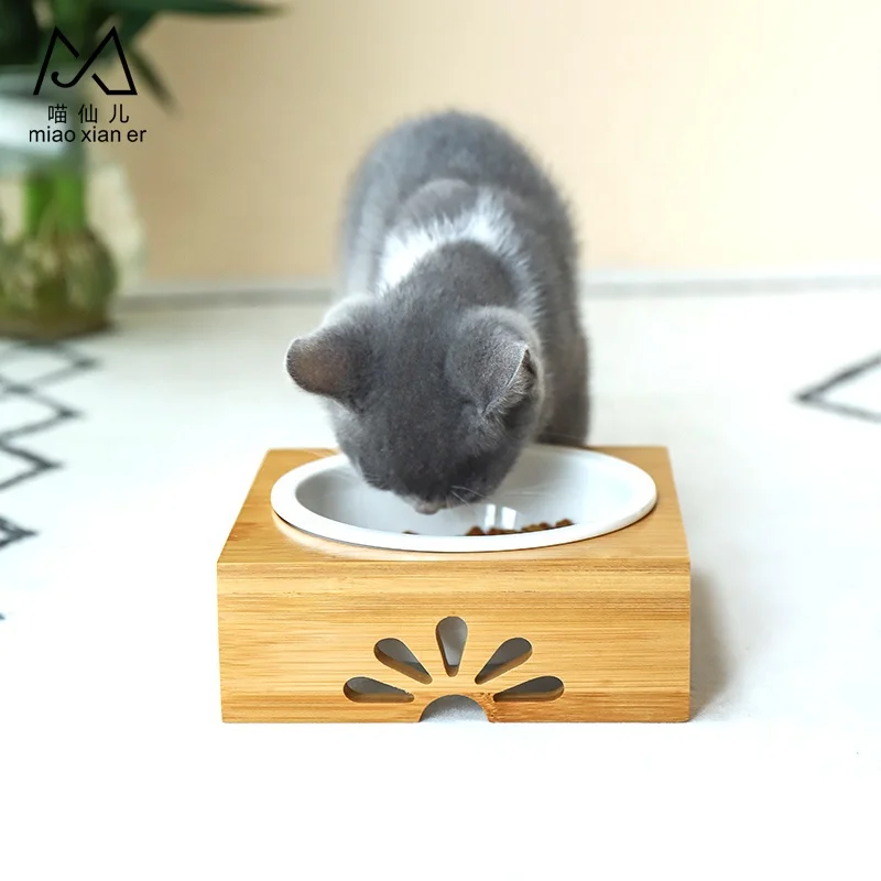 
Manufacturer wholesale ceramic custom pet bowls with wooden frame 