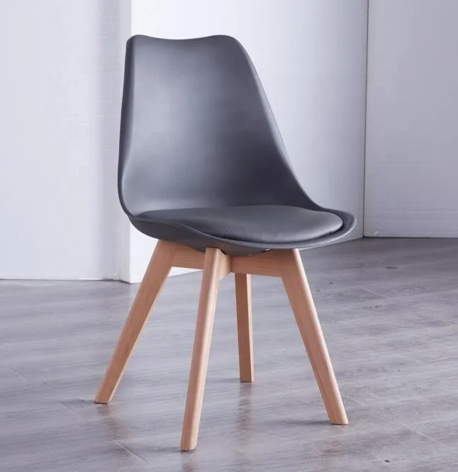 tulip chairs high quality modern white PP cheap wooden legs plastic tulip dining chairs