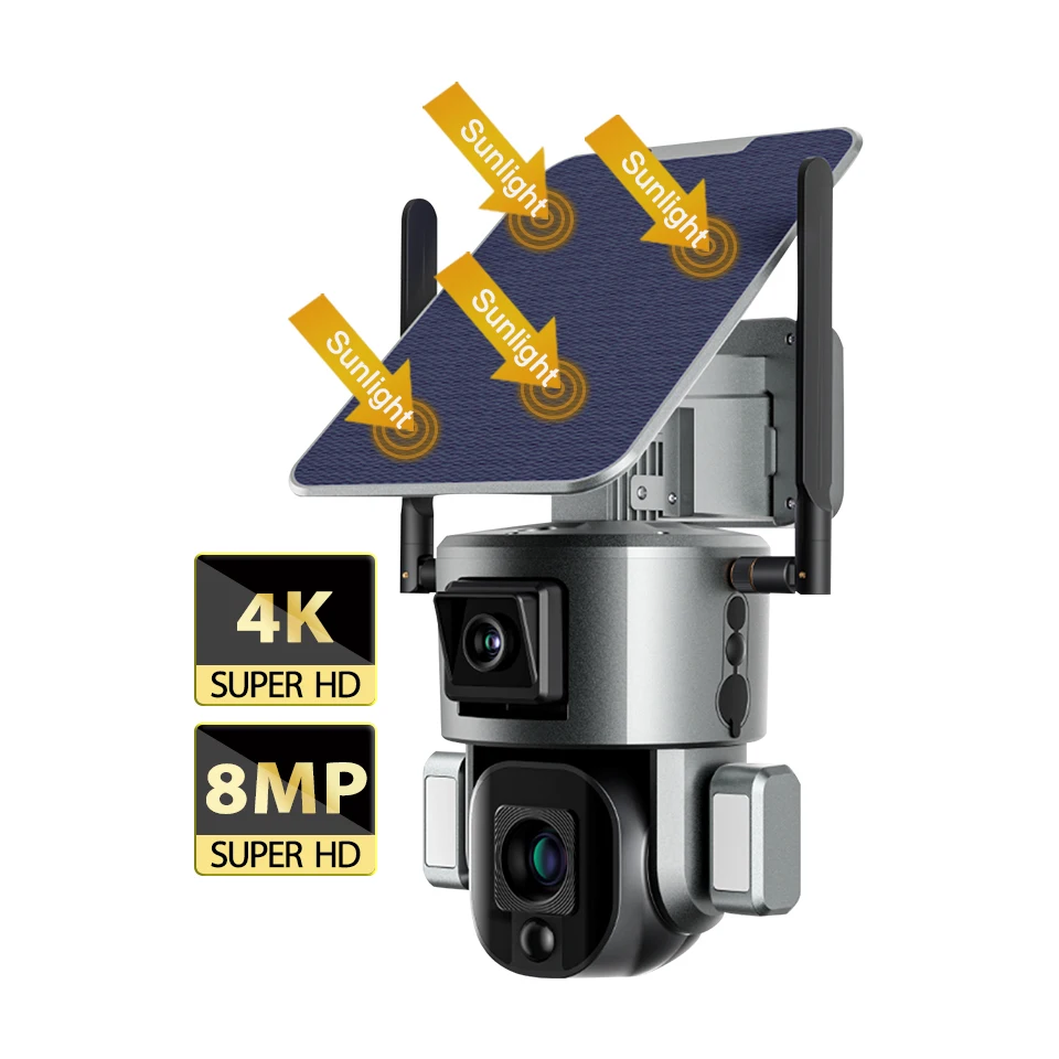 Беспроводная уличная ptz-камера на солнечной батарее ENXUN 8 Мп 4G 4K HD 10-кратный