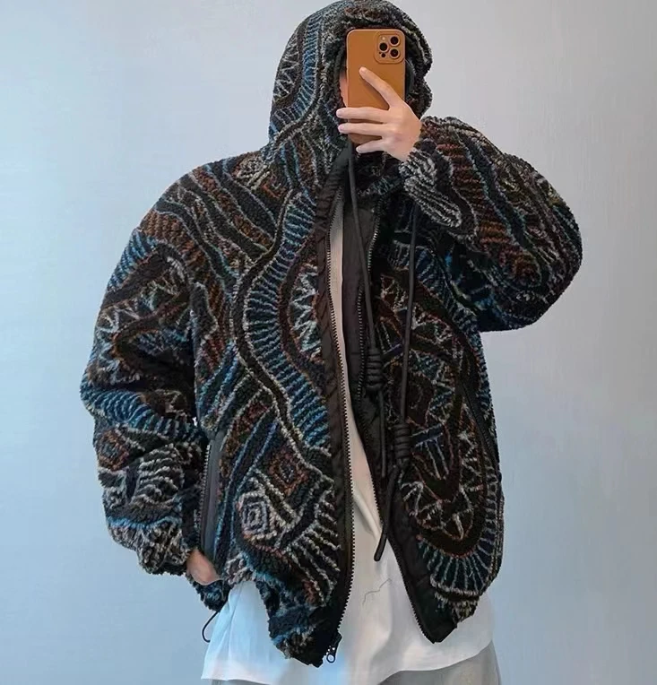 Custom Embroidery Men winter coat jacquard fleece jacket solid color fleece zip up jacket for unisex sharper fleece jacket