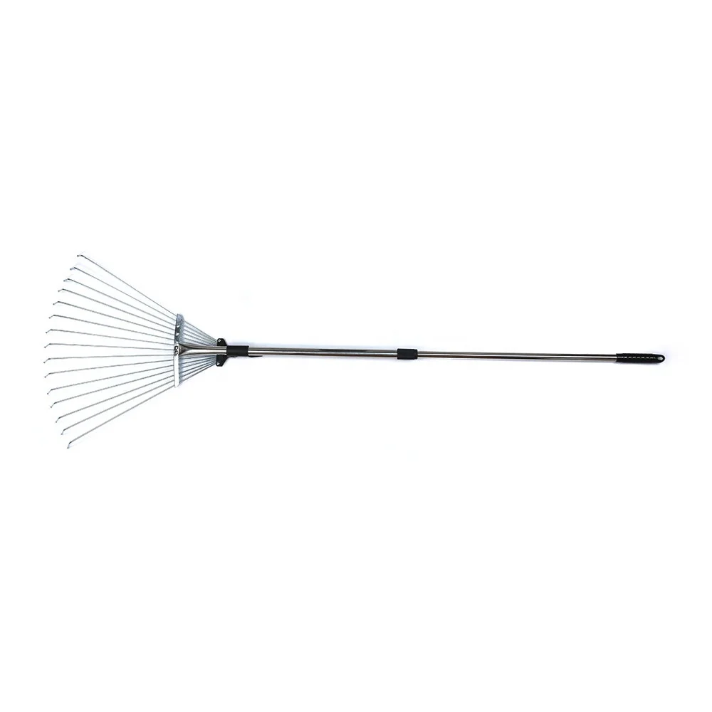 Hot selling garden leaf grass lawn rake with adjustable telescopic steel tubular handle