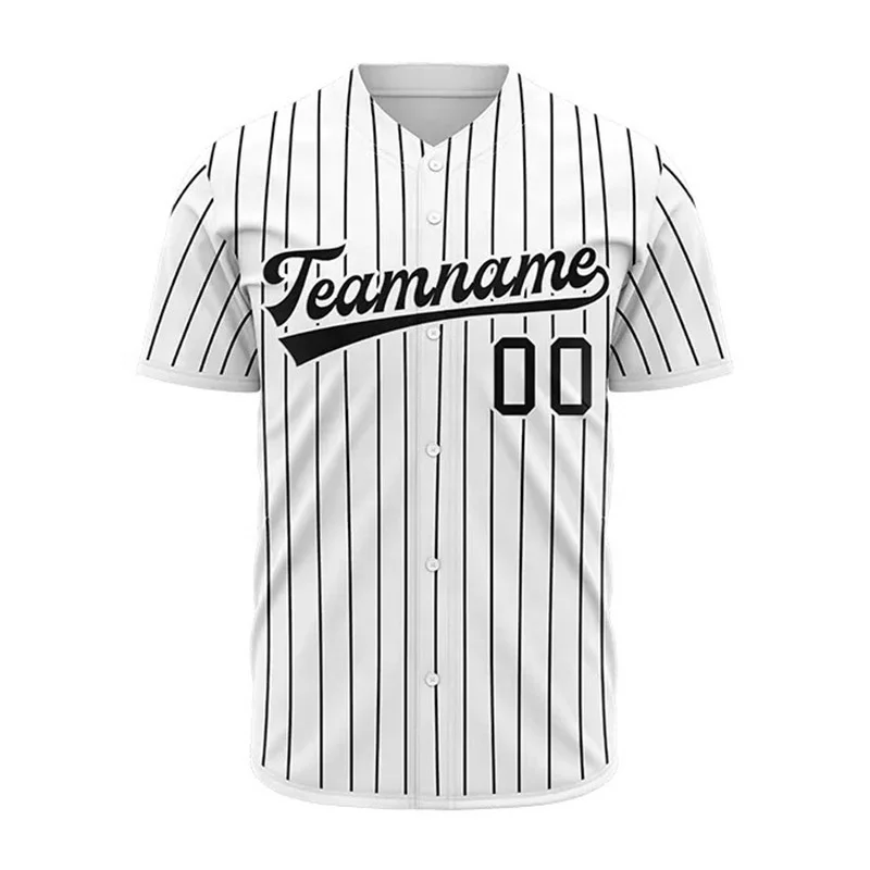 Custom men baseball jersey crew neck black pinstripe throwback baseball uniforms