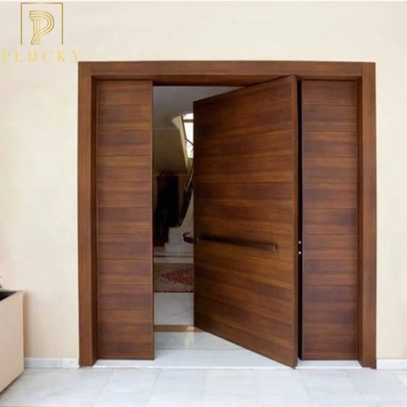 Modern design exterior pivot solid wood front door timber entry pivot door 