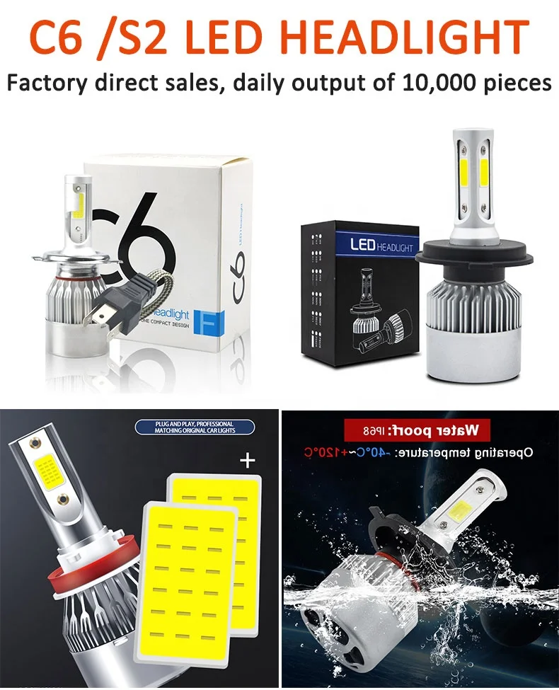 Led headlight C6 36W 3800 lumens car led headlight led light car headlight h1 h7 880 led car head lamp