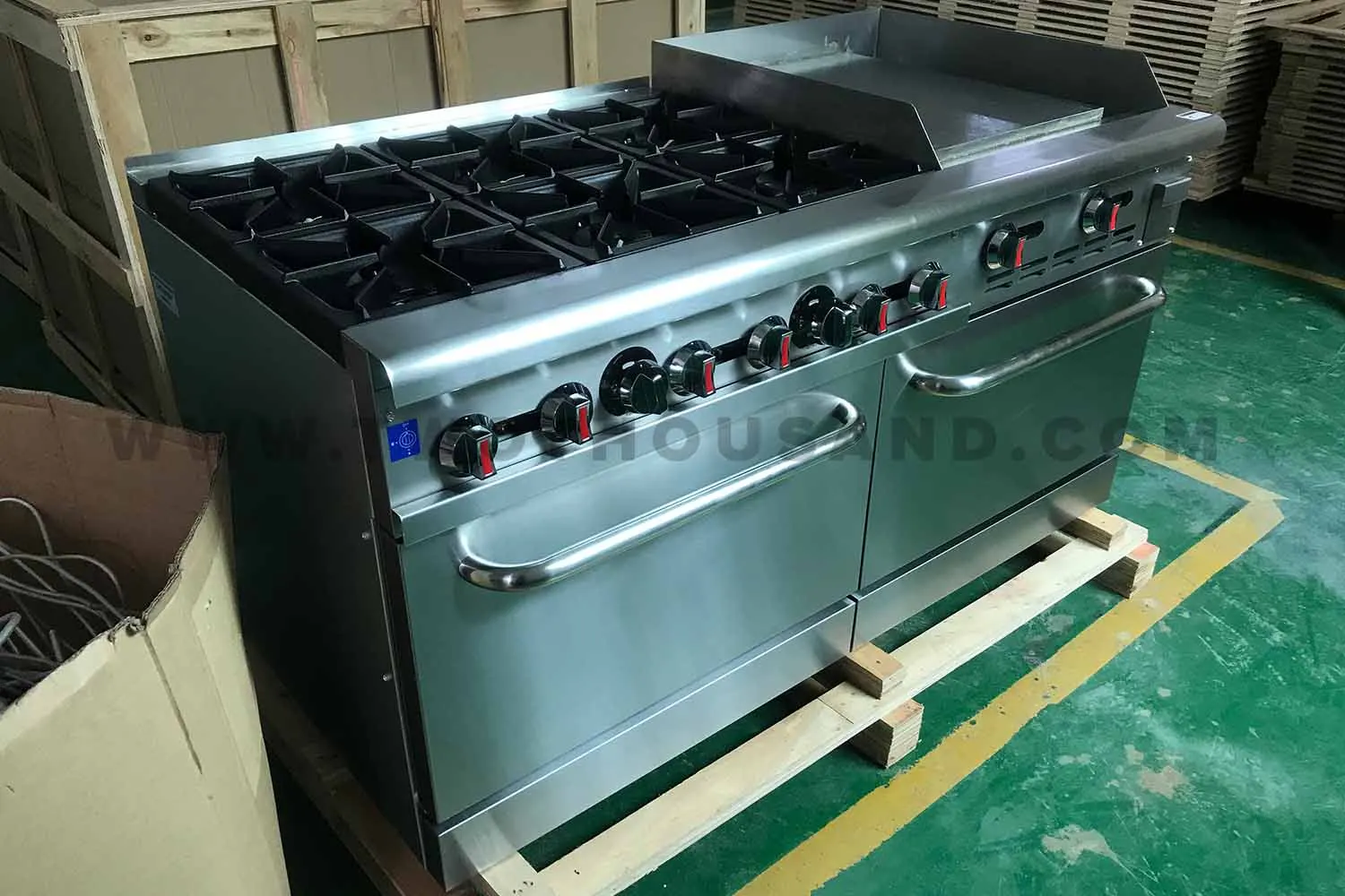 RGR60-G24 6 Burners ETL Restaurant Gas Stove with Oven and Griddle