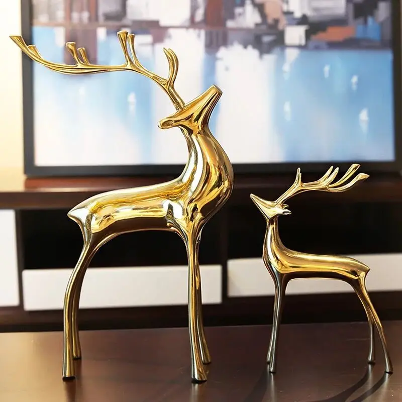 Luxury Gold Deer Home Decor Show Pieces Interior Decoration Modern Nordic Table Living Room Gold Accessories For Home