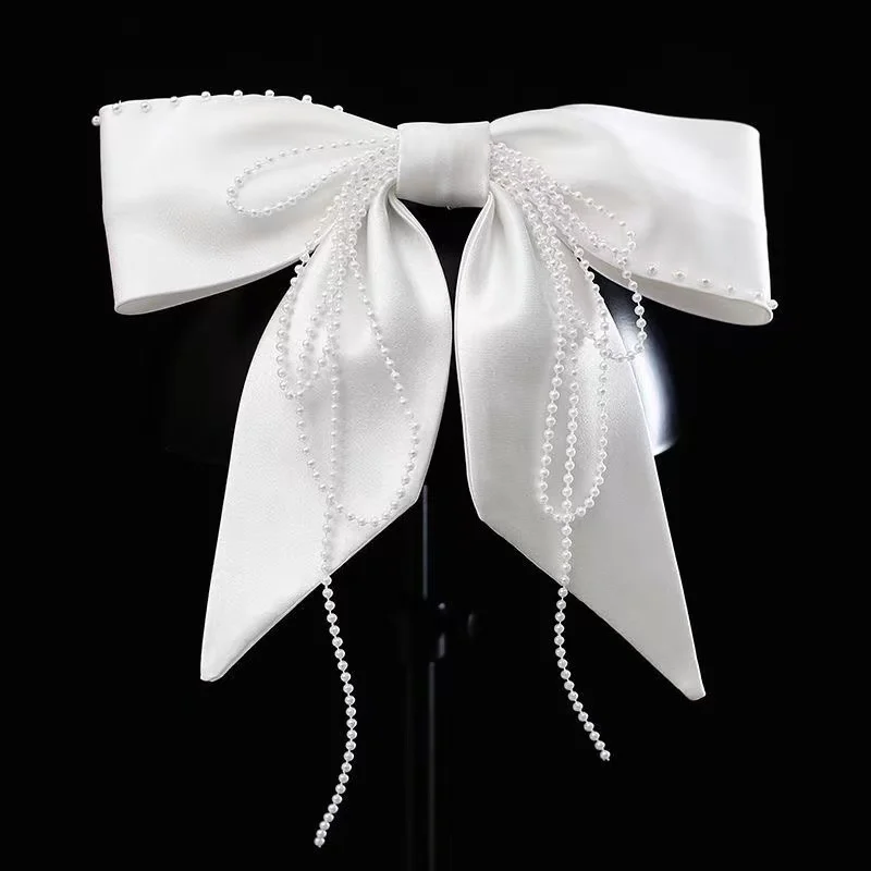 Bride white bow hair accessories bachelorette party bow knot hair clips wedding bridal hair bow