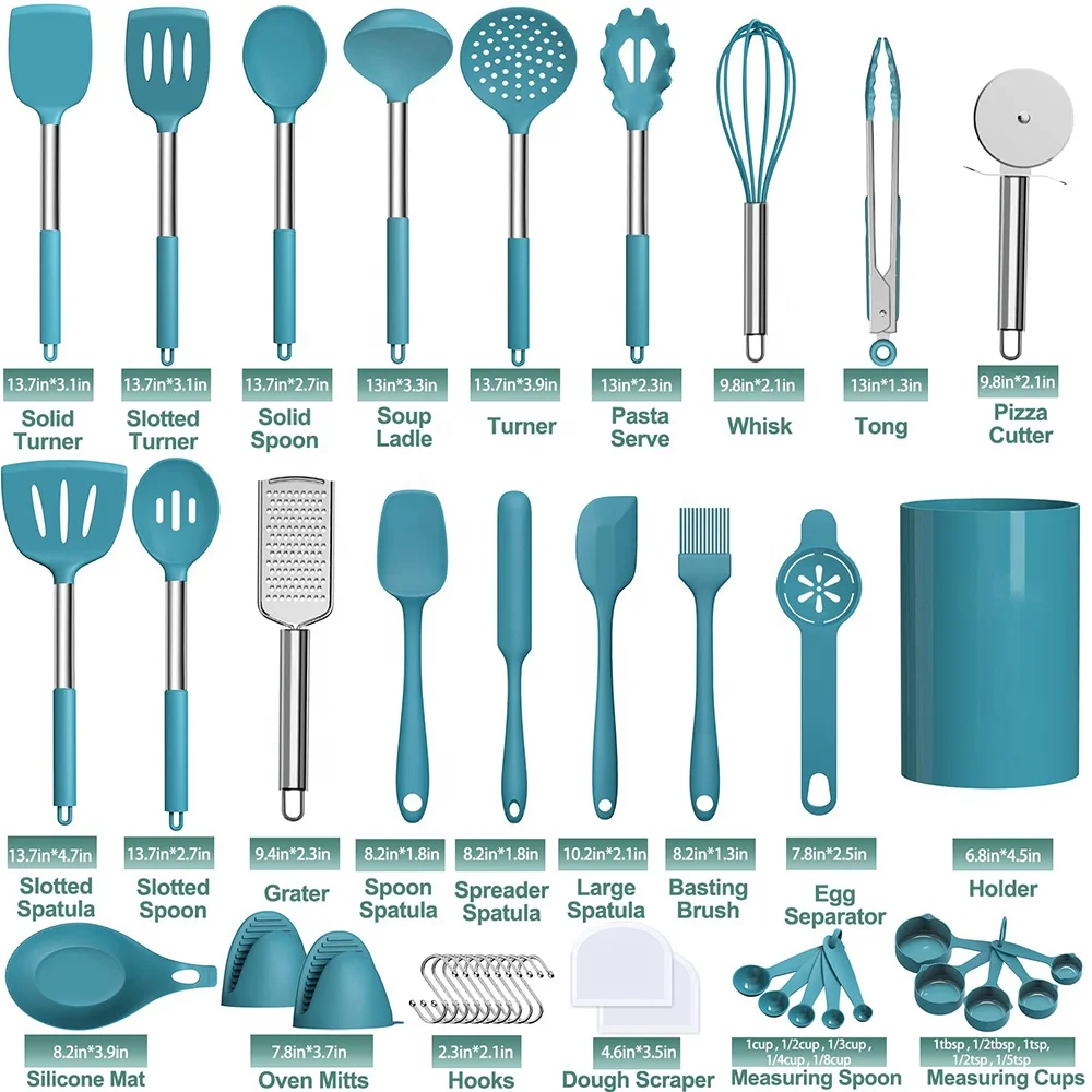 TOALLWIN kitchen tools gadgets household silicone cooking utensils kitchen set heat resistant silicone kitchen utensils set