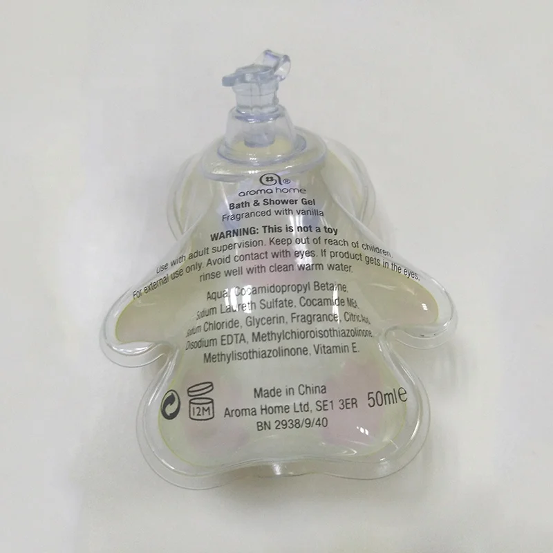 cartoon animal shapes pvc infusion bag for shower gel and shampoo packaging