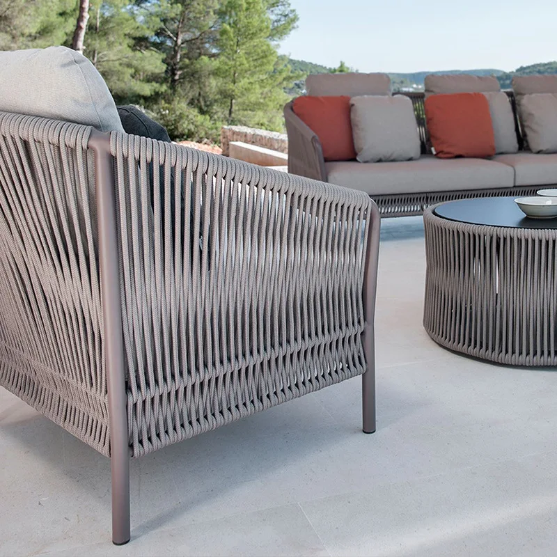 Outdoor casual rattan sofa Villa Outdoor outdoor balcony courtyard garden Olive rope rattan chair