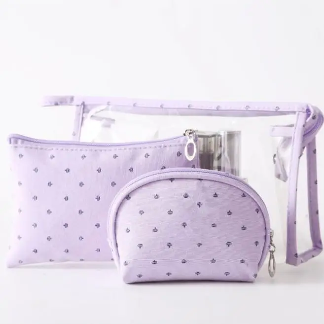 2021 New Fashion Cosmetic Bags Waterproof Neceser Portable Make Up Bag 3pcs Set Clear PVC Pouch Travel Bag