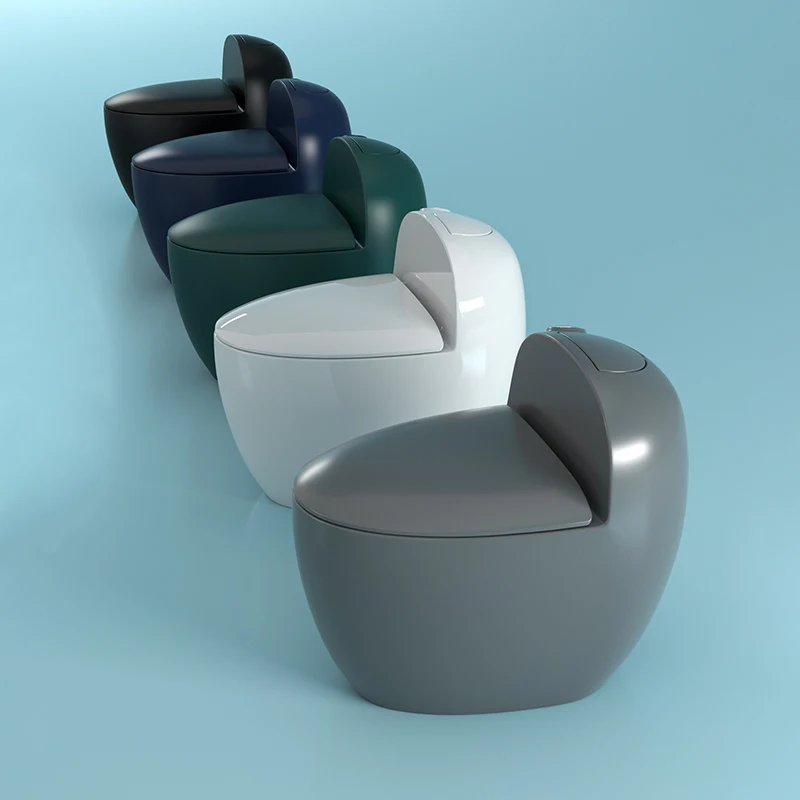 Unique New Coming Asian Modern Siphon Bathroom Commode Matt Black Green Blue Grey Ceramic Wc One Piece Color Toilet Bowl