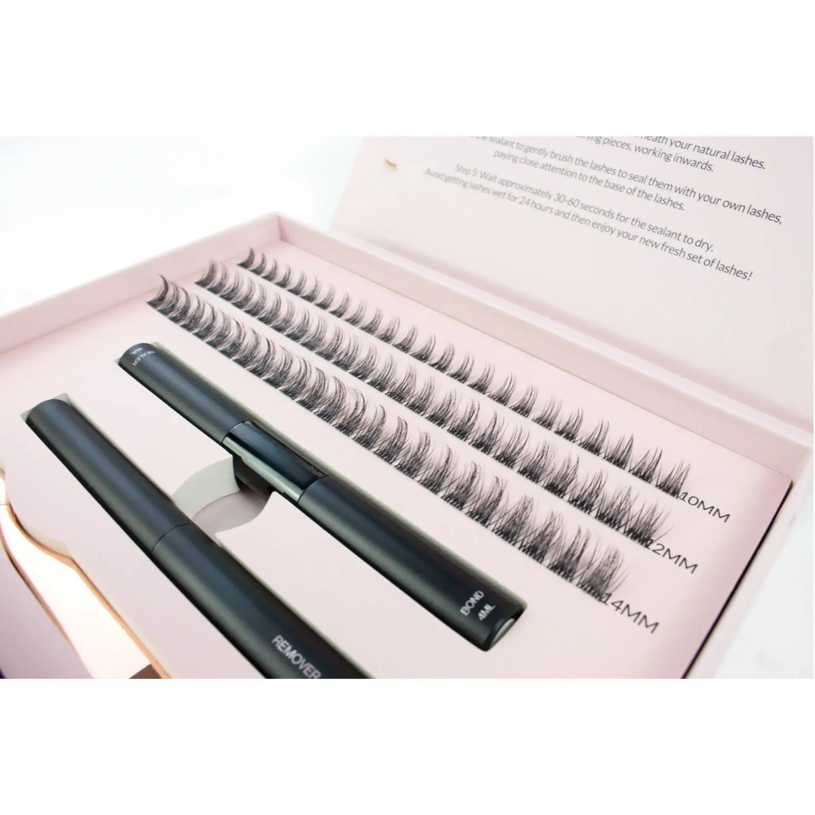 reusable 2-3 times natural C D L curl segment lash cluster kit lasting 2 week diy lash extension kit 2 in 1 lash bond and seal