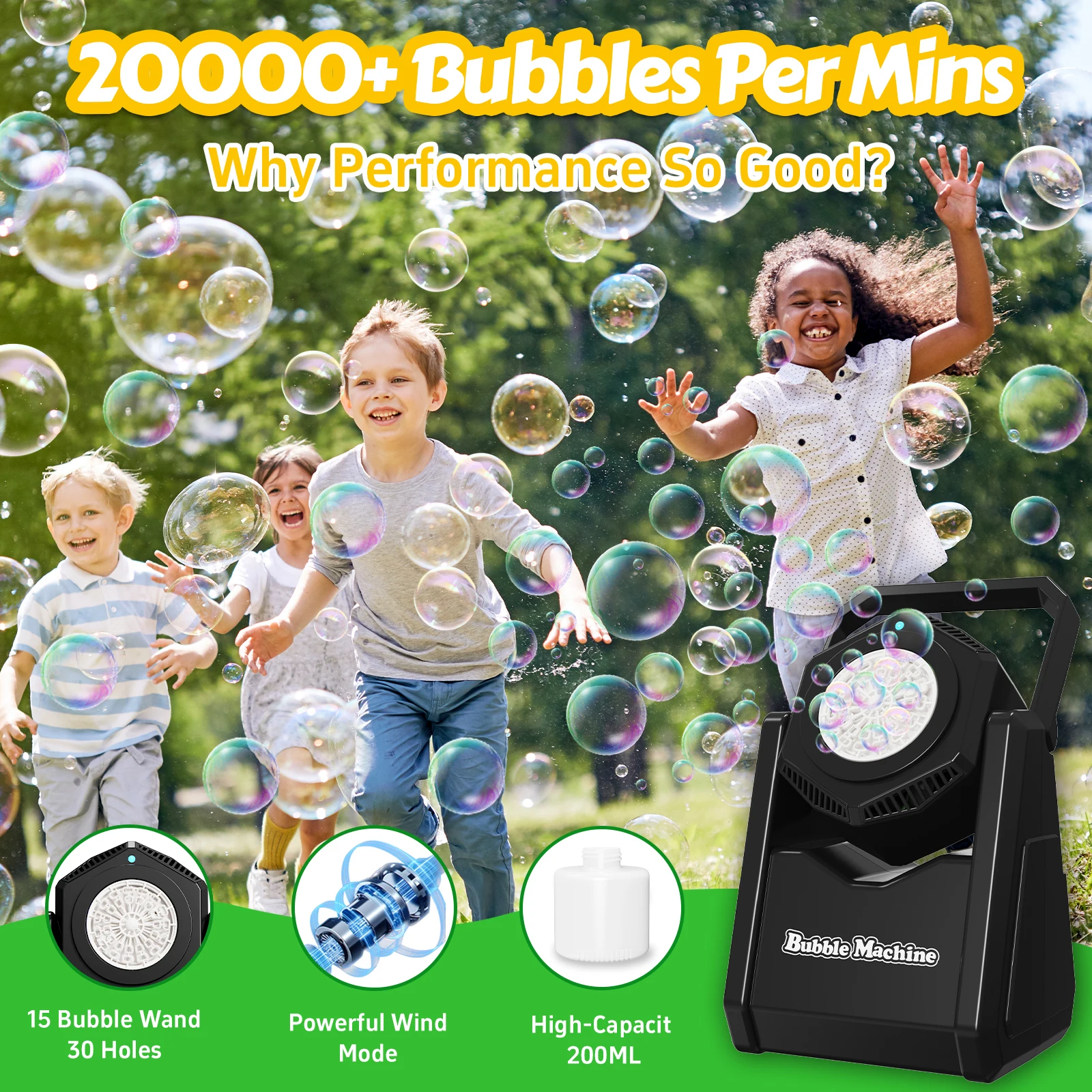 Bubble Maker with Bubble Solution Operated by Batteries for Indoor Outdoor