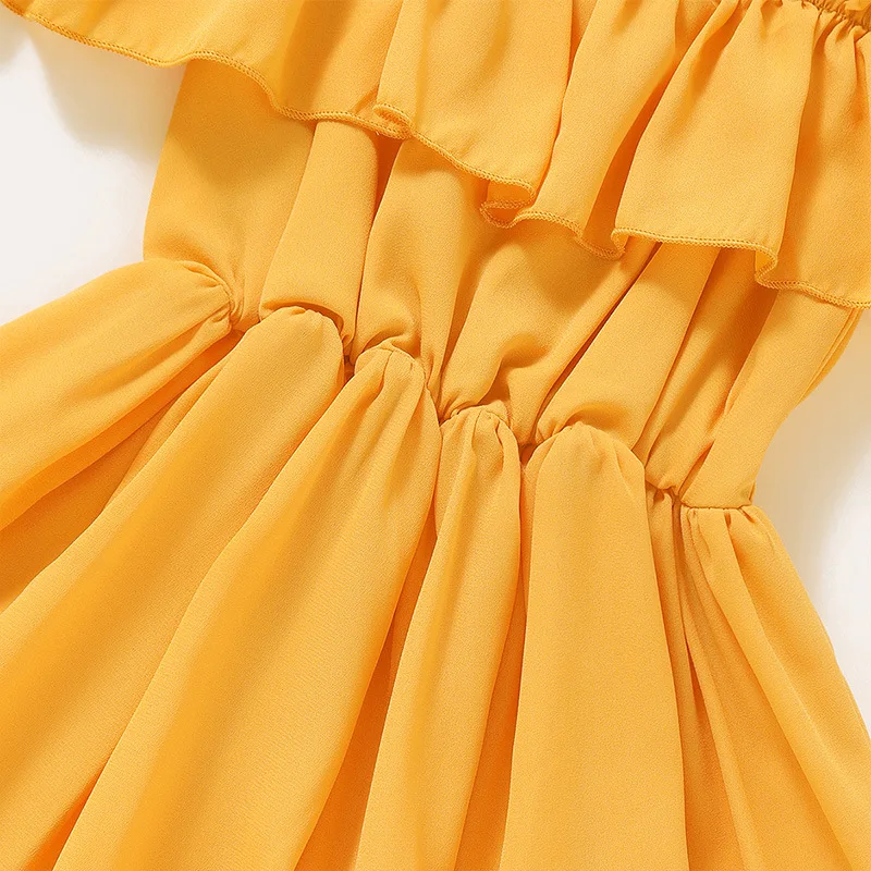 Conyson Wholesale Summer Fashion New Short Sleeve Solid Boat Neck Casual Princess Toddler Clothing Cute Knee-Length Girl Dresses