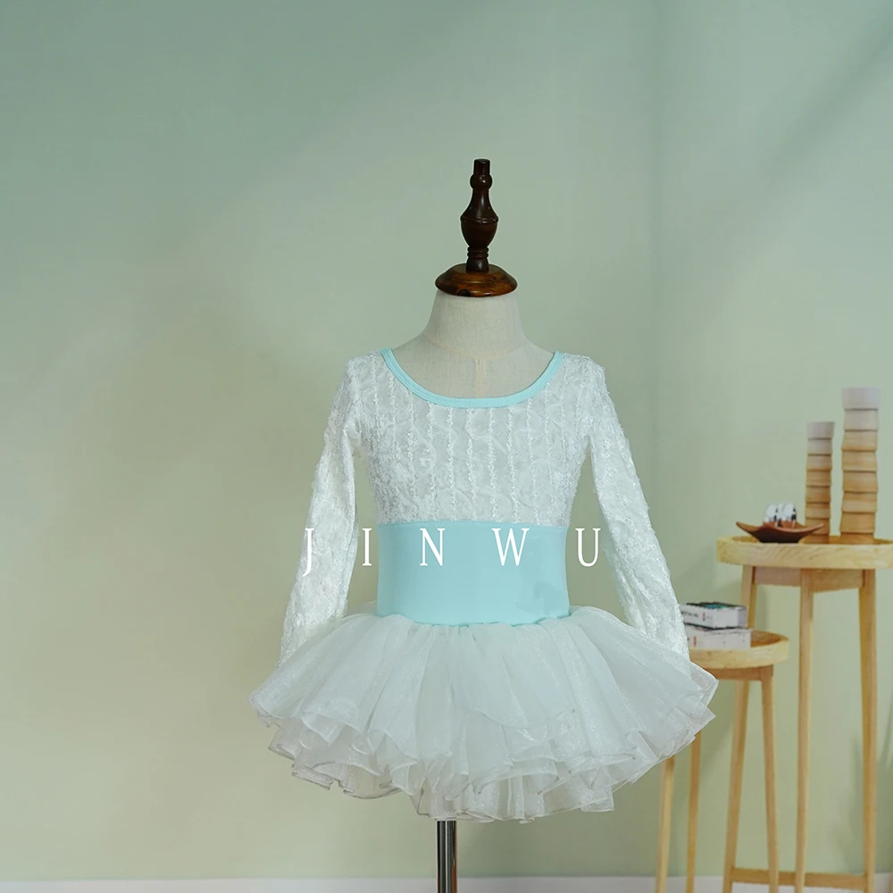 New trendy fabrics U back kids girls long sleeves dance trainingwear ballet leotard