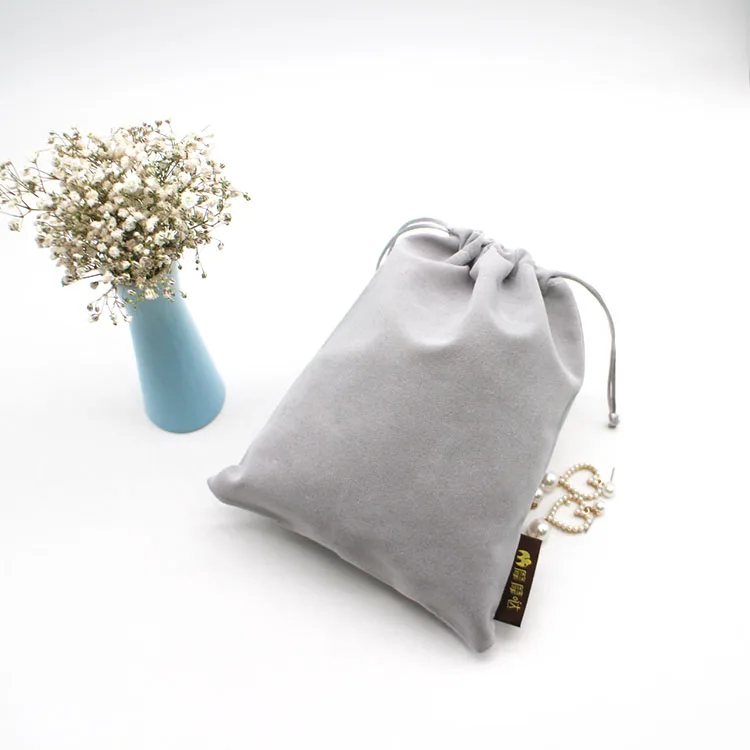 
New design customized white velvet jewelry drawstring gift bag with logo 