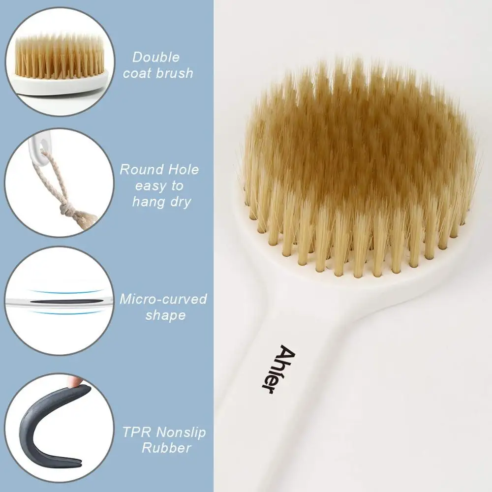 New Soft Double hair shower brush with Long Handle Bath Brush Back Scrub for Wet or Dry Washing