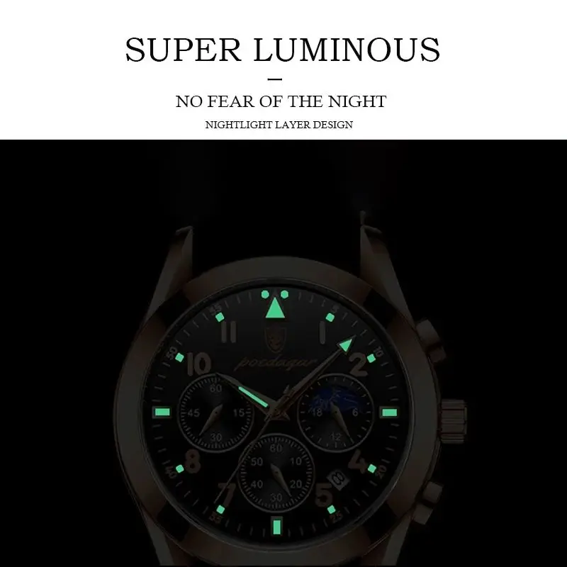 2023 New Men Watches Stainless Steel Rose Gold Wristwatch Waterproof Luminous Quartz Watches Fashion Relogio