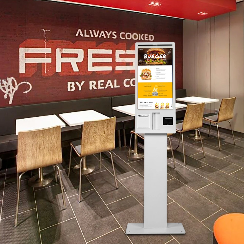 KFC restaurant hd interactive screen 32inch self service payment kiosk with printer scanner and camera burger self service