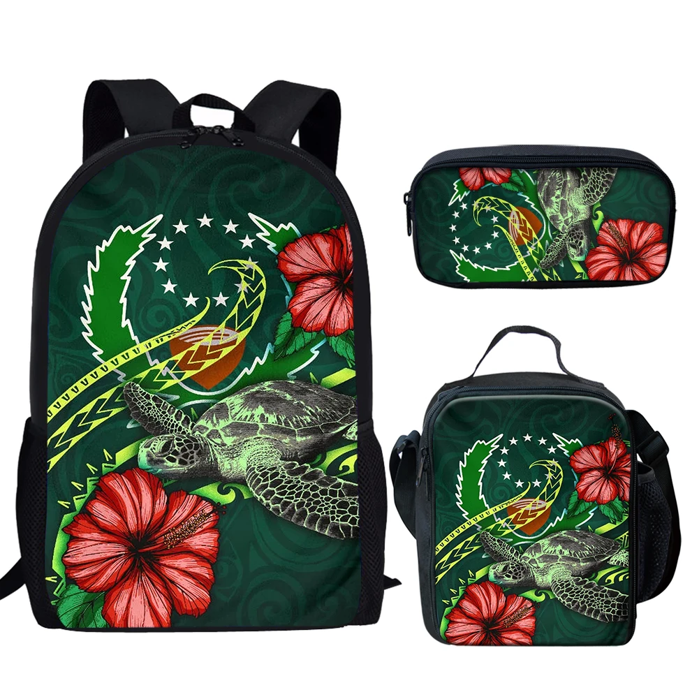 
2021 Latest Pohnpei Flag Print Set Custom Name/Logo School Bag&Lunch Bag&Pencil Case Set Cheap Price Wholesale And Dropshipping 