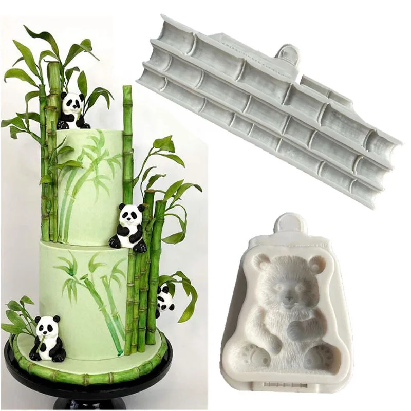 3D Panda Bamboo Silicone Cake Mold Chocolate Cookie Mold DIY Dessert Pastry Cake Decoration Baking Supplies Resin Pendant Tool