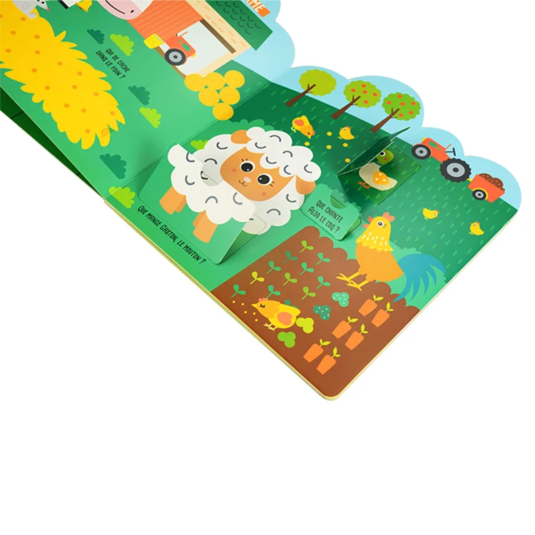 Professional manufacturer customized kids hardcover cut out board book educational activity lift flap books