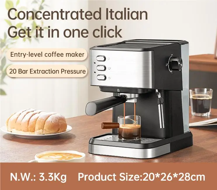 Hot sale 1.5L 20 Bar powerful with high pressure steam coffee machine Constant temperature extraction coffee maker