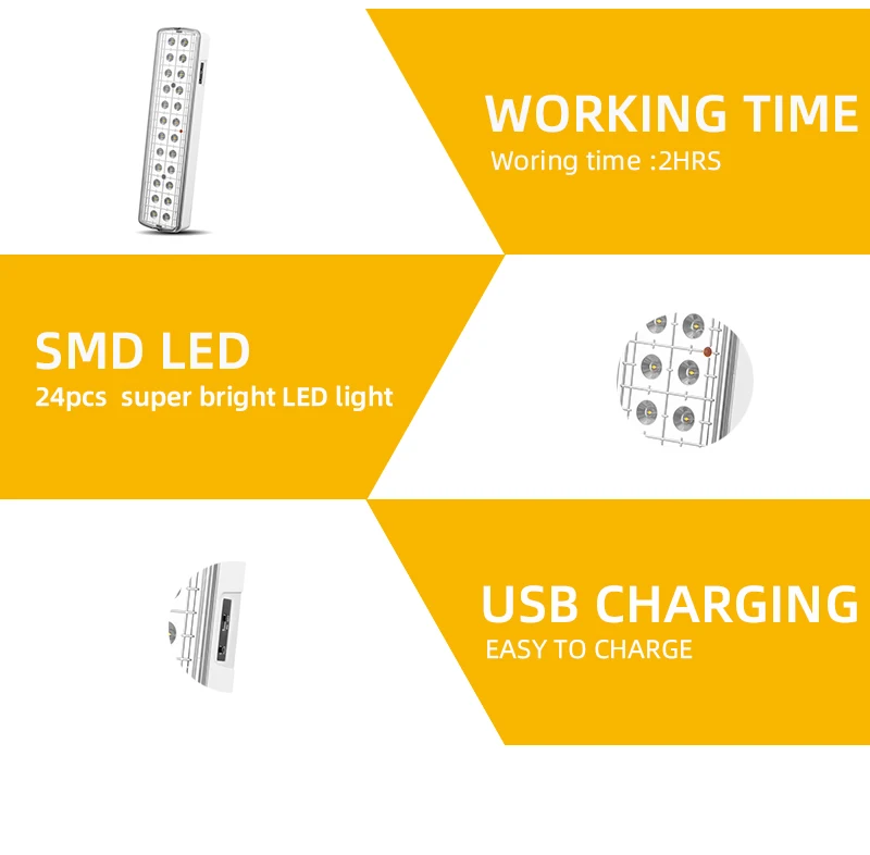 rechargeable wall-mounted emergency lantern with 24pcs super bright led and exit sign