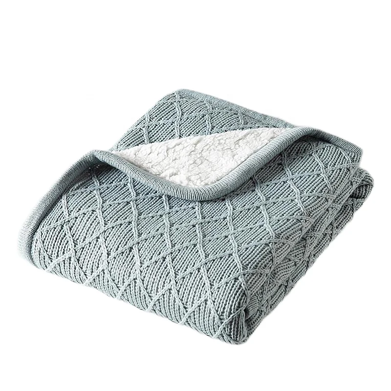 Oeko-tex сертифицированное теплое, супер мягкое Двухслойное акриловое вязаное лицо с искусственной подкладкой шерпа детское одеяло