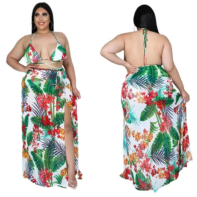 2022New Arrivals Wholesale Plus Size Bikinis Woman Micro Swimwear 3 Piece Sets With Cover Up Skirt Sexy Designer Ladies Swimsuit