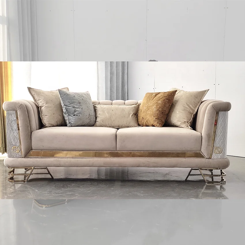Luxury Rooms Office Color Gray And Walk The Bed Set Furniture Italian Stainless Decoration living room sofas european style