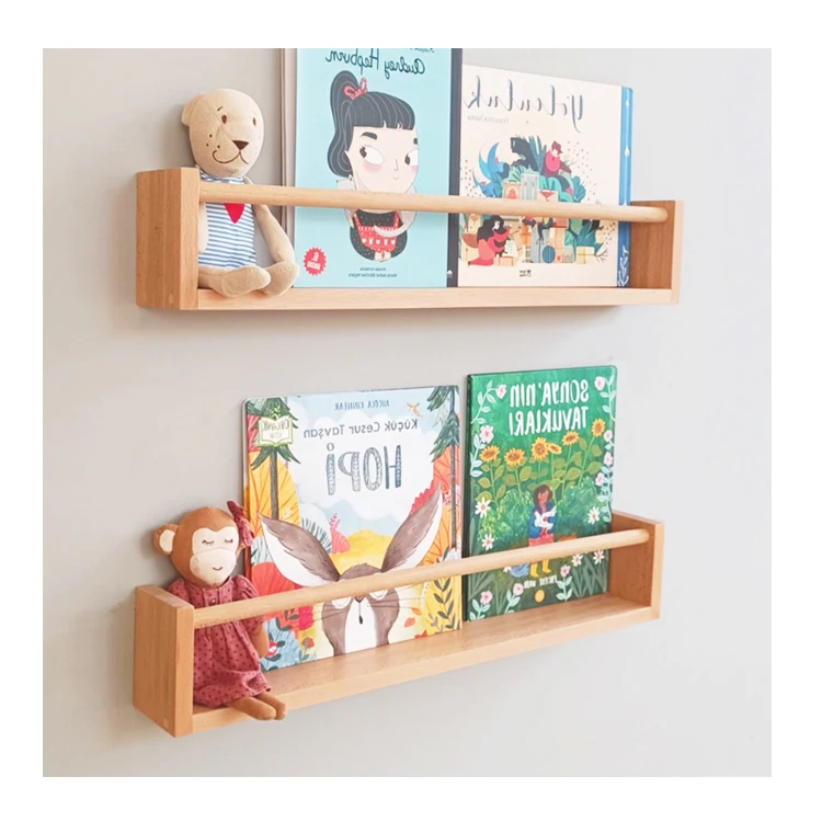 Eco-Friendly Nursery Decor Kids Furniture Montessori Wooden Floating Wall Shelf Home Decor