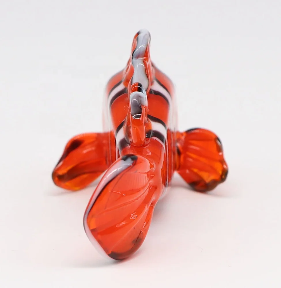 Murano Decorative Art Sculptures Funny Sea Creature Figurines Hand Blown Glass Clown Fish