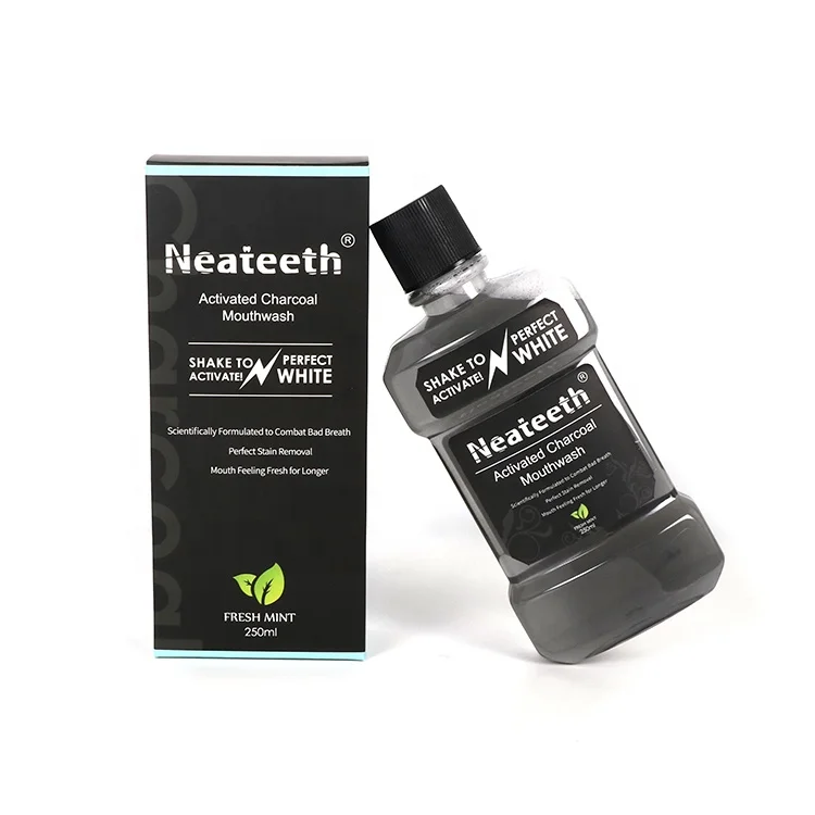  Good Quality Neateeth Alcohol Free Fluoride 250ml Activated Charcoal Whitening Mouthwash for
