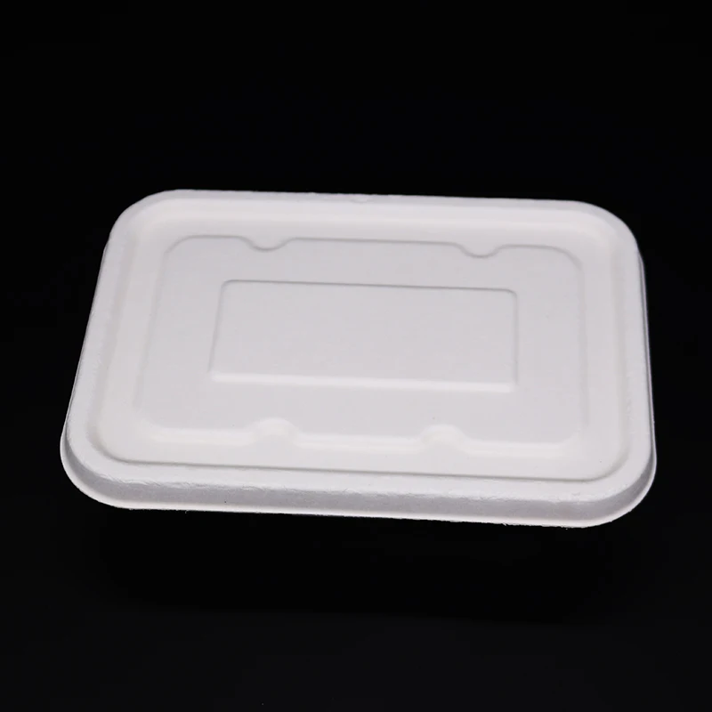 
Biodegradable Sugarcane Bagasse Disposable Takeaway Food Tray with Lid 