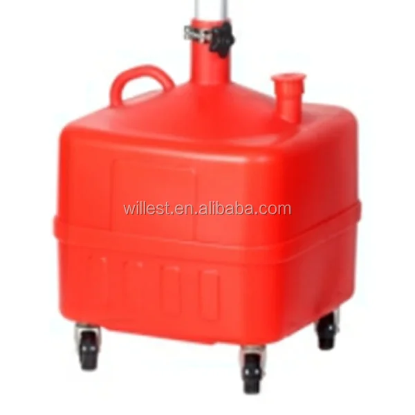 Engine oil extractor changer tank HUTZ 35L manual operate plastic waste oil collector trolley OD35E04C car repair oil drainer