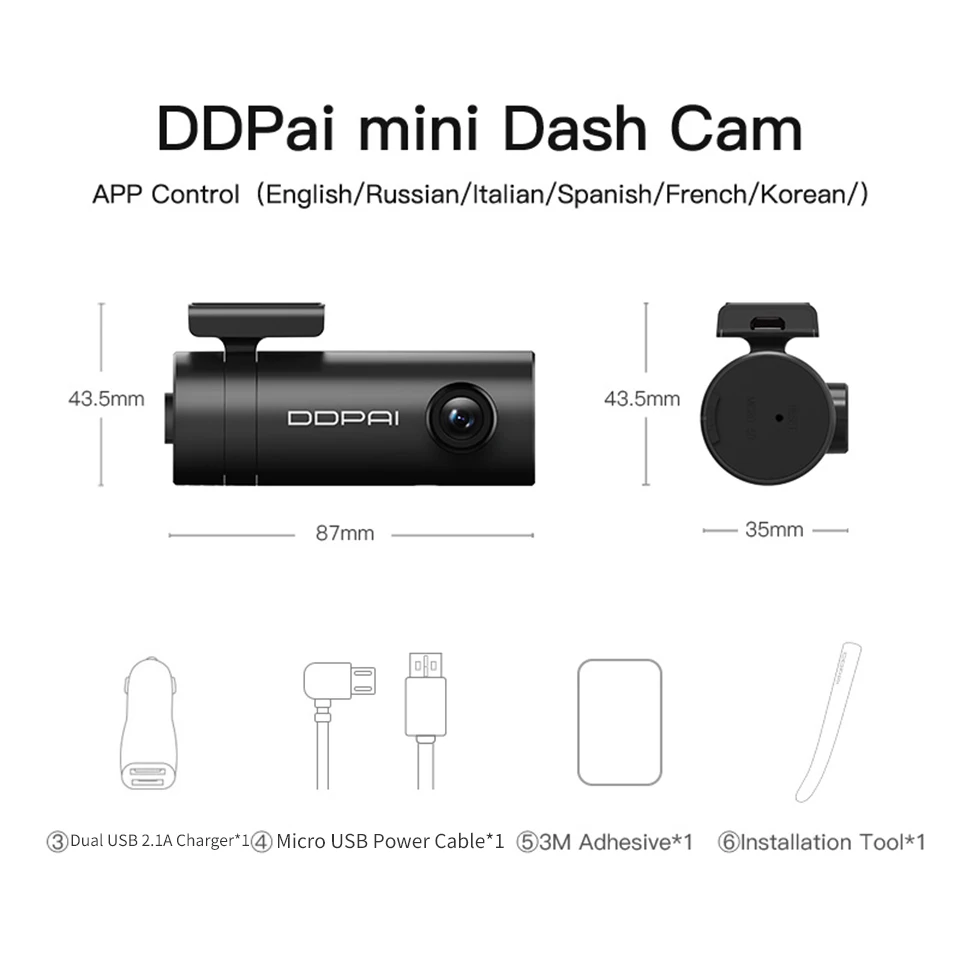 
Car DVR DDPAI Mini Dash Camera 1080P full HD G-Sensor Free Wiff Connect Emergency Recording Car cam 
