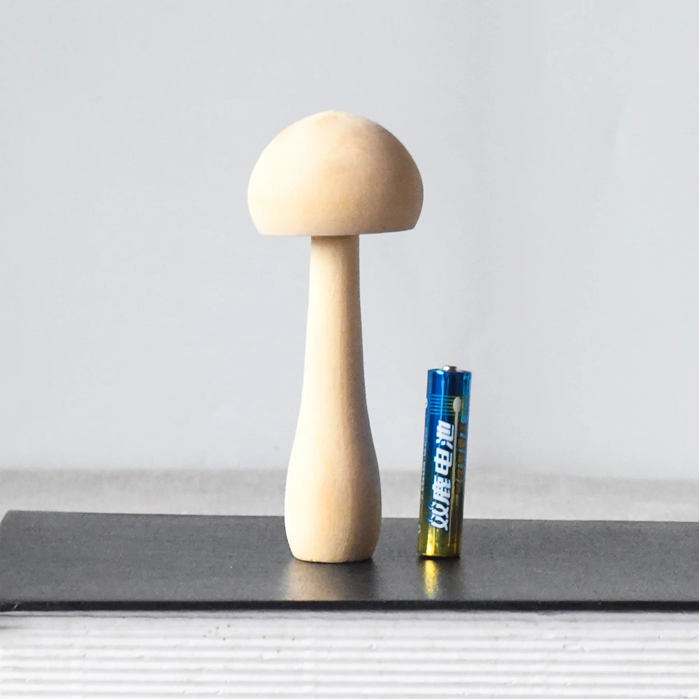 Log Wooden White Embryo Mushroom DIY Handicraft Blank Unpainted Handmade for Girls Gift
