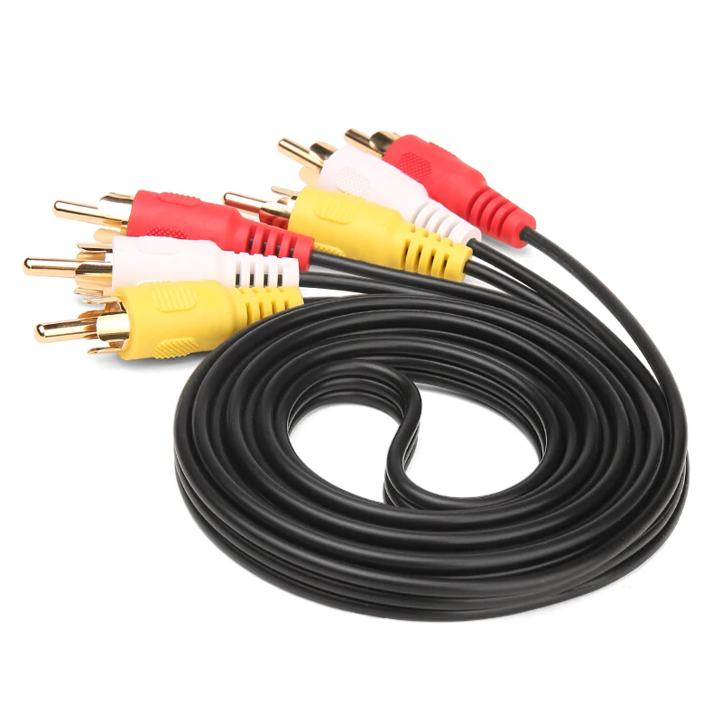 3.5mm 3rca Av Cable Wholesale The Video Cabel Connectors Plug With Ground Wire To Male Plug Rca Cable