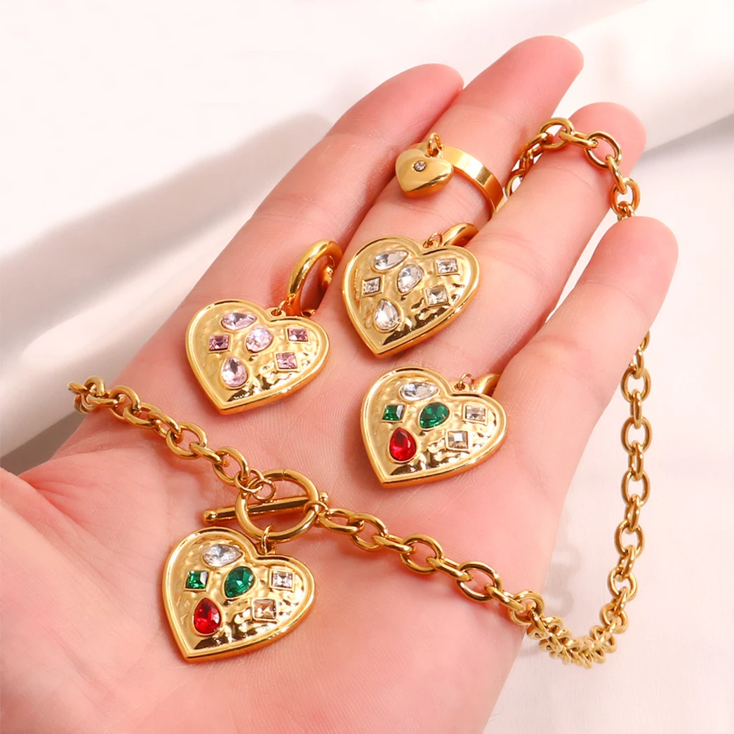 Costume De Bijoux (украшения своими руками) в богемном стиле сердце золотой сет Дубай ювелирные наборы для женщин ожерелье браслет серьги кольцо Свадебные 18K золотые украшения