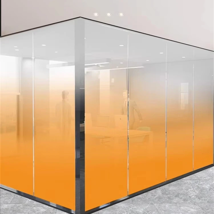 Coloured Transparent Gradient Color Art Iridescent Coating Glass Color Gradient Frosted Glass For Decoration