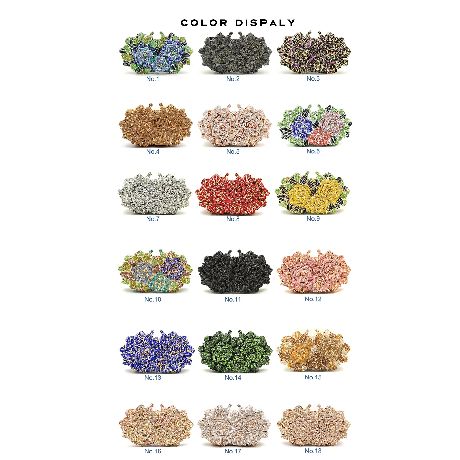 Hot selling Luxury Crystal Rose Wedding Dress Evening Bag Diamond Clutch Purse Handmade Bag Rhinestone Clutches