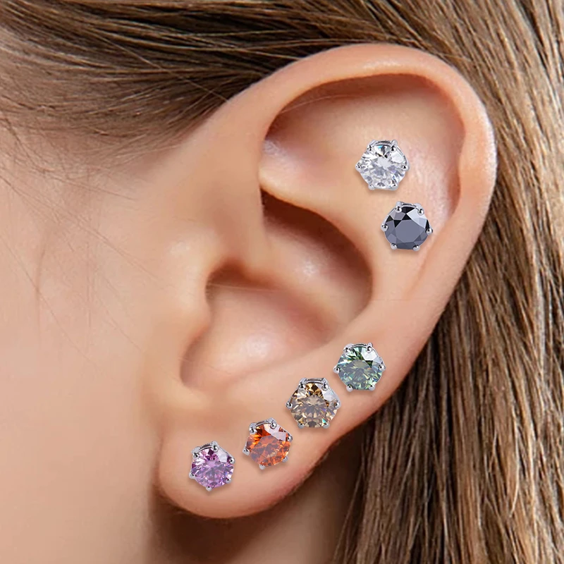 Starsgem 925 sterling silver jewelry earing men stud vvs diamond moissanite earring for men